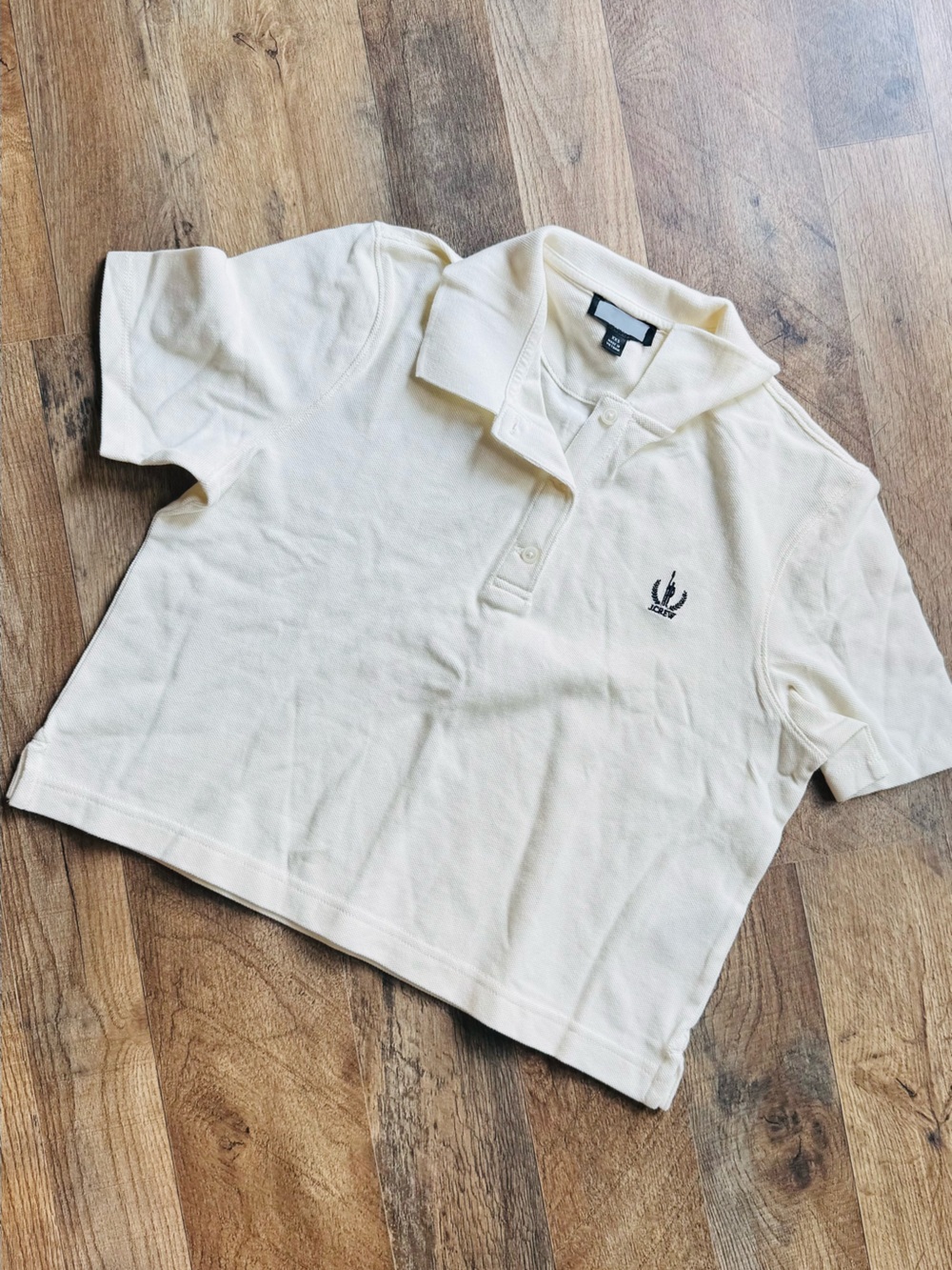 NWOT J.Crew Classic Pique Polo Shirt Ivory Cream Short Sleeve XXS Preppy